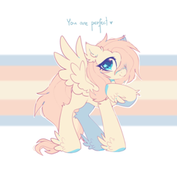 Size: 1708x1656 | Tagged: safe, artist:mirtash, artist:spicysushidog, imported from derpibooru, fluttershy, pegasus, pony, blushing, cute, ear fluff, female, leg fluff, mare, missing cutie mark, positive message, positive ponies, pride, pride flag, shyabetes, solo, trans female, transgender, transgender pride flag, unshorn fetlocks