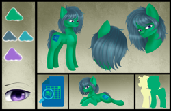 Size: 2746x1795 | Tagged: safe, artist:sheru, imported from derpibooru, oc, oc only, oc:hober stonk, earth pony, pony, commission, eye clipping through hair, eyebrows, eyebrows visible through hair, high res, looking at you, lying down, male, prone, reference sheet, smiling, smiling at you, stallion