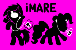 Size: 708x469 | Tagged: safe, artist:cutehorseprions, imported from derpibooru, dj pon-3, pinkie pie, vinyl scratch, earth pony, pony, unicorn, dancing, earbuds, female, horn, ipod, magic, magic aura, mare, purple background, silhouette, simple background