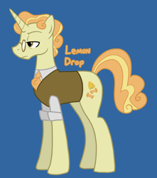 Size: 2192x2480 | Tagged: safe, artist:queertrixie, derpibooru exclusive, imported from derpibooru, oc, oc only, oc:lemon drop, unicorn, fanfic:something sweet to bite, clothes, horn, male, solo, stallion