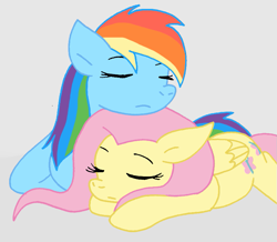 Size: 849x739 | Tagged: safe, artist:cmara, imported from derpibooru, fluttershy, rainbow dash, pegasus, pony, female, flutterdash, lesbian, shipping, sleeping, sleeping together