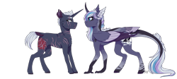 Size: 4341x1943 | Tagged: safe, artist:wallvie, imported from derpibooru, oc, oc:moonlight melody (wallvie), alicorn, hybrid, pony, duality, scar, simple background, transparent background