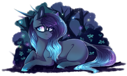 Size: 1440x871 | Tagged: safe, artist:wallvie, imported from derpibooru, oc, earth pony, pony, female, horns, lying down, mare, prone, solo