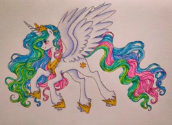 Size: 1600x1166 | Tagged: safe, artist:dariarchangel, imported from derpibooru, princess celestia, alicorn, pony, solo, traditional art