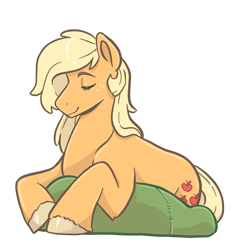 Size: 1135x1226 | Tagged: safe, artist:smirk, imported from derpibooru, applejack, eyes closed, freckles, missing accessory, relaxing, resting, simple background, smiling, solo, transparent background