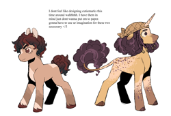 Size: 1312x894 | Tagged: safe, artist:pcktknife, imported from derpibooru, earth pony, pony, unicorn, hooves, horn, male, monkey d. luffy, one piece, ponified, simple background, stallion, tail, usopp, white background