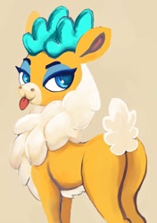 Size: 634x900 | Tagged: safe, artist:ponsce, imported from derpibooru, deer, reindeer, them's fightin' herds, :3, butt, community related, looking back, plot, solo, tongue out, velvet (tfh)