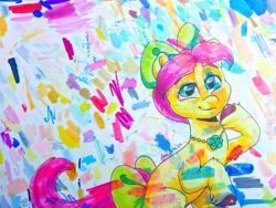 Size: 2048x1542 | Tagged: safe, artist:avui, imported from derpibooru, earth pony, pony, bow, g5, hair bow, posey bloom, sketch, tail, tail bow, traditional art