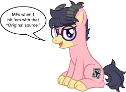 Size: 1927x1411 | Tagged: safe, artist:jaye, imported from derpibooru, oc, oc only, oc:anchor point, goat, hybrid, pony, glasses, show accurate, simple background, smug, solo, transparent background, vector