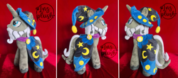 Size: 2025x894 | Tagged: safe, artist:lnzz, imported from derpibooru, star swirl the bearded, pony, unicorn, horn, male, photo, plushie, solo, stallion, starswirl academy, starswirl academy uniform, starswirl's book