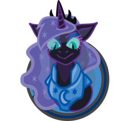 Size: 750x750 | Tagged: safe, artist:devorierdeos, idw, imported from derpibooru, princess luna, alicorn, reflections, spoiler:comic, bust, evil counterpart, evil luna, green eyes, mirror universe, portrait, usurper, villainous