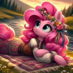 Size: 1024x1024 | Tagged: safe, imported from derpibooru, pinkie pie, ai content, ai generated, cyrillic, russian, slavic