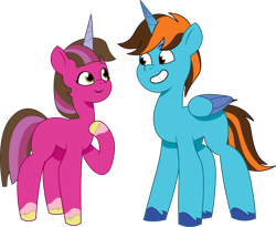 Size: 1586x1299 | Tagged: safe, artist:prixy05, imported from derpibooru, oc, oc only, oc:mason klusek, oc:renee joelle klusek, alicorn, unicorn, brother and sister, female, g5, horn, male, request, siblings