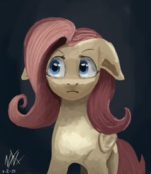 Size: 1773x2052 | Tagged: safe, artist:tazool, imported from derpibooru, fluttershy, pegasus, pony, bust, female, looking sideways, mare, portrait, simple background, solo