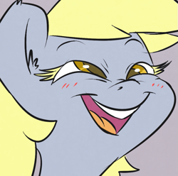 Size: 559x555 | Tagged: safe, artist:atryl, imported from derpibooru, derpy hooves, pegasus, pony, blushing, cropped, female, mare, reaction image, solo
