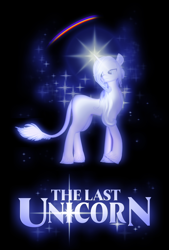 Size: 2050x3037 | Tagged: safe, imported from derpibooru, classical unicorn, pony, unicorn, cloven hooves, horn, leonine tail, movie poster, open pony, parody, ponified, poster, second life, solo, the last unicorn, unshorn fetlocks