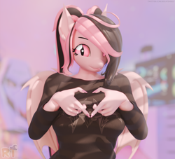 Size: 3576x3240 | Tagged: safe, artist:riizatensely, imported from derpibooru, oc, oc:lulu, anthro, bat pony, plantigrade anthro, 3d, bat pony oc, bat wings, big breasts, blender, breasts, commission, cute, female, hoof heart, looking at you, mare, underhoof, wide hips, wings