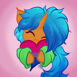 Size: 1919x1919 | Tagged: safe, artist:umbrapone, imported from derpibooru, oc, pony, unicorn, cute, heart, horn, oc name needed, ponytail, solo