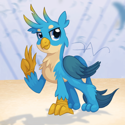 Size: 1600x1600 | Tagged: safe, artist:swasfews, imported from derpibooru, gallus, griffon, looking at you, male, simple background, solo