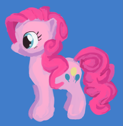 Size: 1263x1296 | Tagged: safe, artist:teochronico, imported from derpibooru, pinkie pie, earth pony, pony, blue background, cutie mark, female, mare, simple background, solo