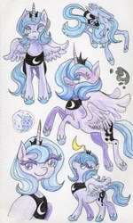 Size: 1231x2048 | Tagged: safe, artist:teochronico, imported from derpibooru, princess luna, alicorn, pony, pencil drawing, s1 luna, sketch, sketch dump, solo, traditional art