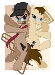 Size: 1011x1377 | Tagged: dead source, safe, artist:immortaltanuki, imported from derpibooru, earth pony, pony, angry video game nerd, facial hair, glasses, gun, hat, male, necktie, nintendo entertainment system, nostalgia critic, pen, ponified, stallion, tgwtg, weapon