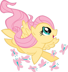 Size: 2159x2260 | Tagged: safe, imported from derpibooru, screencap, fluttershy, butterfly, pegasus, pony, the cutie mark chronicles, .svg available, animation error, female, flying, high res, mare, official, open mouth, open smile, simple background, smiling, solo, stock vector, svg, transparent background, vector