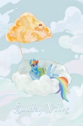 Size: 1342x2048 | Tagged: safe, artist:pebberg, imported from derpibooru, rainbow dash, pegasus, pony, book, cloud, female, mare, on a cloud, reading, reclining, solo