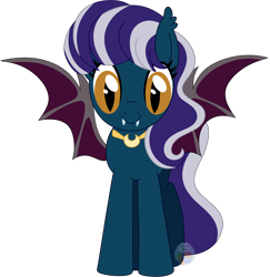 Size: 2204x2271 | Tagged: safe, artist:pure-blue-heart, imported from derpibooru, oc, oc only, oc:heartfang, oc:heartfang midnightsky, bat pony, bat pony oc, bat wings, commission, fangs, female, front view, jewelry, male to female, necklace, patreon, patreon reward, rule 63, simple background, spread wings, transgender, transparent background, watermark, wings