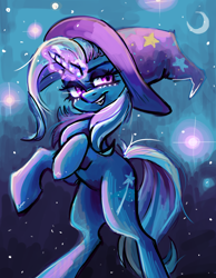 Size: 3500x4500 | Tagged: safe, artist:konowar, imported from derpibooru, trixie, pony, unicorn, horn, magic, moon, solo