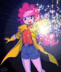 Size: 800x939 | Tagged: safe, artist:uotapo, imported from derpibooru, pinkie pie, human, equestria girls, clothes, cosplay, costume, jubilee, marvel, open mouth, x-men