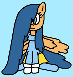 Size: 551x581 | Tagged: safe, artist:gillianthecreator36, imported from twibooru, first base, pegasus, pony, blue background, clothes, image, pegasus first base, png, simple background, sweater