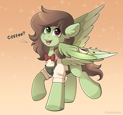 Size: 3929x3683 | Tagged: safe, artist:madelinne, imported from derpibooru, oc, oc only, oc:yoshi, pegasus, bowtie, coffee, coffee cup, coffee mug, colored wings, cup, ear fluff, eyebrows, eyebrows visible through hair, male, mug, pegasus oc, solo, stallion, two toned wings, wings