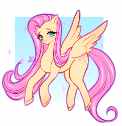 Size: 1894x1945 | Tagged: safe, artist:shadersk, imported from derpibooru, fluttershy, pegasus, pony, female, long mane, mare, passepartout, solo