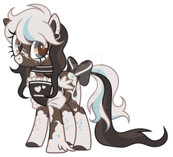 Size: 1280x1163 | Tagged: safe, artist:magicdarkart, imported from derpibooru, earth pony, pony, apron, bow, clothes, deviantart watermark, female, mare, obtrusive watermark, simple background, solo, tail, tail bow, transparent background, watermark