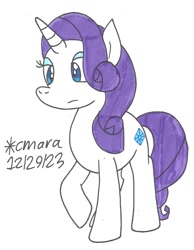 Size: 778x1003 | Tagged: safe, artist:cmara, imported from derpibooru, rarity, unicorn, female, horn, simple background, solo, white background