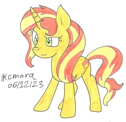 Size: 1010x976 | Tagged: safe, artist:cmara, imported from derpibooru, sunset shimmer, pony, unicorn, female, horn, simple background, solo, white background