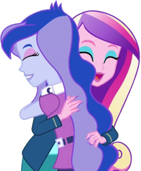 Size: 813x982 | Tagged: safe, edit, edited screencap, editor:homersimpson1983, imported from derpibooru, screencap, princess cadance, princess luna, human, equestria girls, background removed, dean cadance, duo, duo female, eyes closed, female, hug, not a vector, vice principal luna