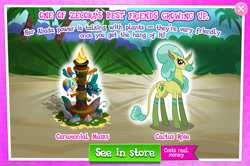 Size: 1961x1301 | Tagged: safe, idw, imported from derpibooru, cactus rose, abada, advertisement, concave belly, costs real money, english, female, gameloft, horn, idw showified, introduction card, long legs, mare, mobile game, my little pony: magic princess, numbers, official, sale, slender, solo, text, thin