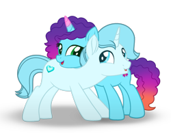 Size: 3600x2829 | Tagged: safe, artist:ramixe dash, imported from derpibooru, oc, oc:crystal heart g5, pony, unicorn, duo, female, g5, g5 to g4, generation leap, horn, male, mare, misty brightdawn, movie accurate, rebirth misty, shipping, simple background, stallion, transparent background