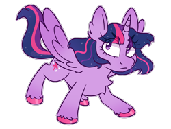 Size: 2048x1536 | Tagged: safe, artist:bunnykitty13, artist:scenebunny, artist:scenesonic, imported from derpibooru, twilight sparkle, alicorn, pony, alternate design, big ears, chest fluff, colored hooves, colored wings, determined look, ear fluff, eye clipping through hair, eyebrows, eyebrows visible through hair, eyelashes, female, frown, gradient ears, gradient legs, gradient wings, horn, looking up, mare, multicolored mane, multicolored tail, purple coat, purple eyes, shiny hoof, short, simple background, sparkly mane, sparkly tail, spread wings, tail, transparent background, twilight sparkle (alicorn), two toned wings, unicorn horn, unshorn fetlocks, wide stance, wingding eyes, wings