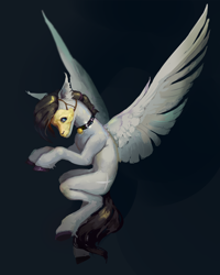 Size: 3036x3800 | Tagged: safe, artist:gemm, imported from derpibooru, oc, oc only, pegasus, pony, flying, mask, solo, wings