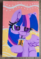 Size: 2172x3112 | Tagged: safe, artist:lbrcloud, imported from derpibooru, part of a set, twilight sparkle, alicorn, pony, bubble tea, drink, solo, traditional art, twilight sparkle (alicorn)