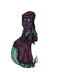 Size: 4000x5000 | Tagged: safe, artist:ghouleh, imported from derpibooru, oc, oc only, dragon, burqa, covered, niqab, red eyes, tail, veil, wingless