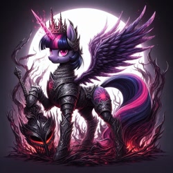 Size: 1024x1024 | Tagged: prompter needed, safe, imported from derpibooru, twilight sparkle, alicorn, ai content, ai generated, armor, generator:dall-e 3, helmet, looking at you, twilight sparkle (alicorn)