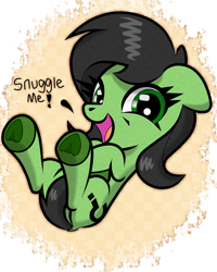 Size: 1200x1500 | Tagged: safe, artist:scandianon, imported from derpibooru, oc, oc only, oc:filly anon, belly, female, filly, floating, floppy ears, foal, frog (hoof), hooves, looking at you, open mouth, open smile, smiling, talking to viewer, underhoof