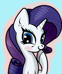 Size: 1100x1300 | Tagged: safe, artist:scandianon, imported from derpibooru, rarity, pony, unicorn, blushing, bust, female, hoof on chin, horn, looking at you, mare, smiling