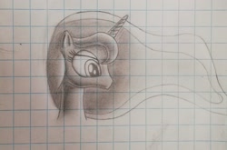 Size: 1980x1304 | Tagged: safe, artist:paajbach, imported from derpibooru, princess luna, alicorn, pony, bust, graph paper, lined paper, monochrome, pencil drawing, portrait, shading, shading practice, sketch, solo, traditional art