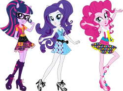 Size: 12511x9283 | Tagged: safe, artist:sugar-loop, imported from derpibooru, pinkie pie, rarity, sci-twi, twilight sparkle, equestria girls, friendship games, school spirit, simple background, transparent background