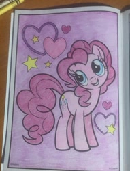 Size: 738x967 | Tagged: safe, artist:lullapiies, imported from derpibooru, pinkie pie, pony, coloring book, solo, traditional art
